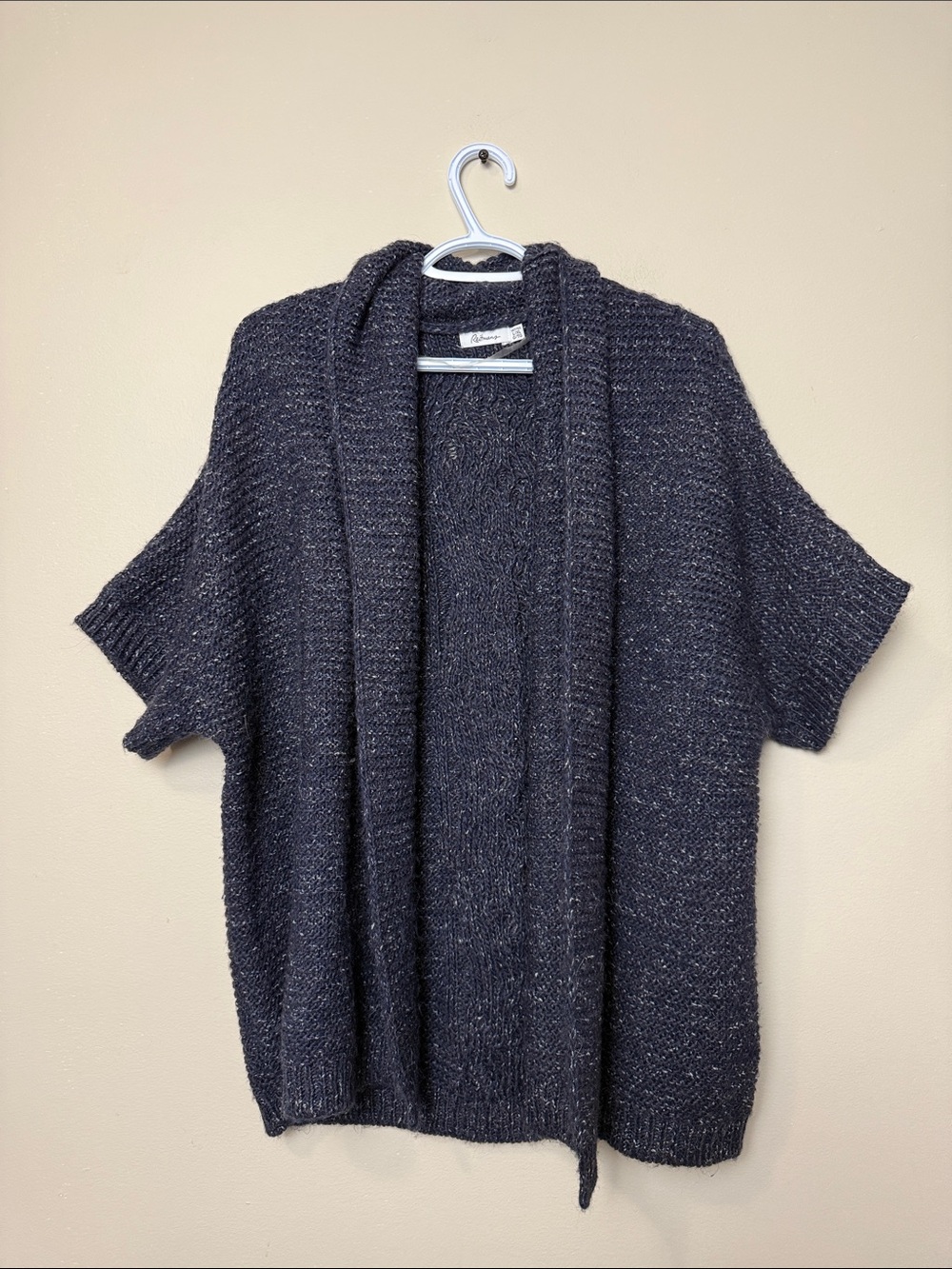 Reitmans Charcoal Open-Front Short-Sleeve Cardigan L/XL
